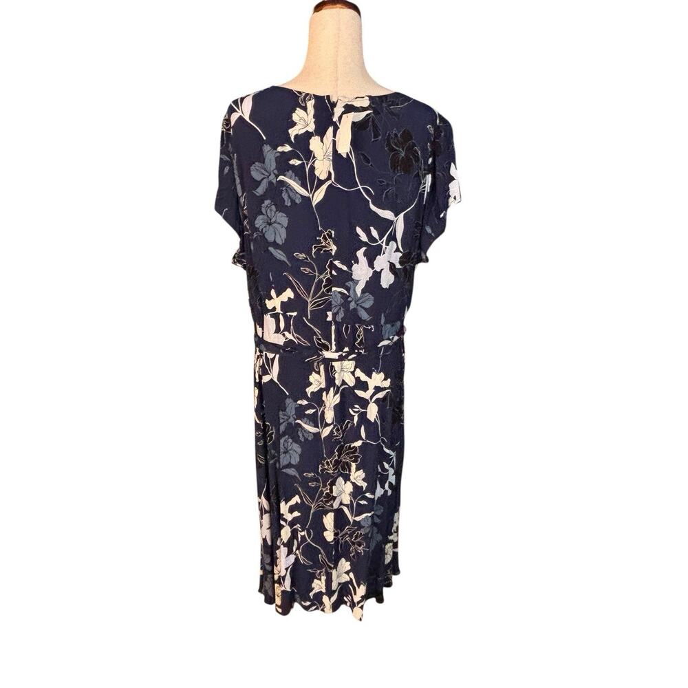 Talbots Plus Size 18W Navy Blue Floral Belt Dress Midi NEW NWT - Picture 8 of 11